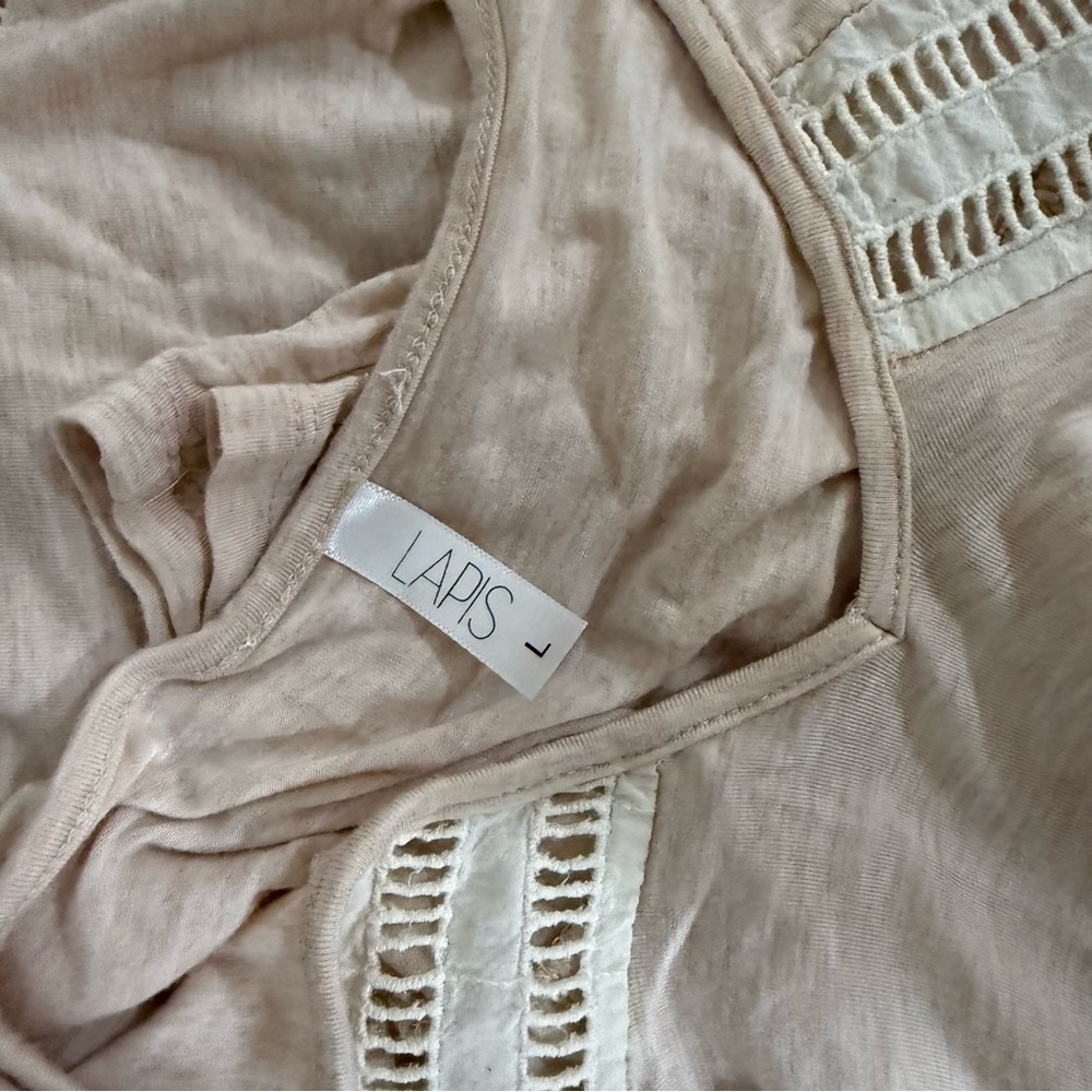 Lapis Blush Lace Accent Tunic with 3/4 Length Sleeve - Picture 6 of 7